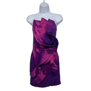 Lenovia Women's size S Purple Iridescent 3D Strapless Stretch Bodycon Mini Dress